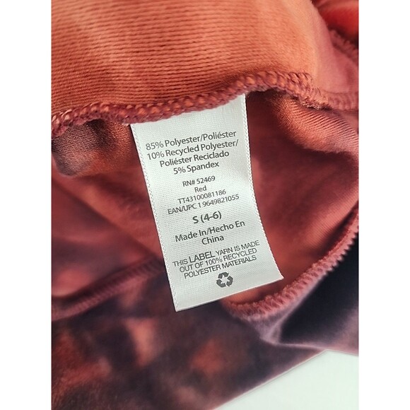 Velvet Velour Tie Dye Rust Red Pullover Hoodie Y2K Party Rave | Size Small - Picture 5 of 6